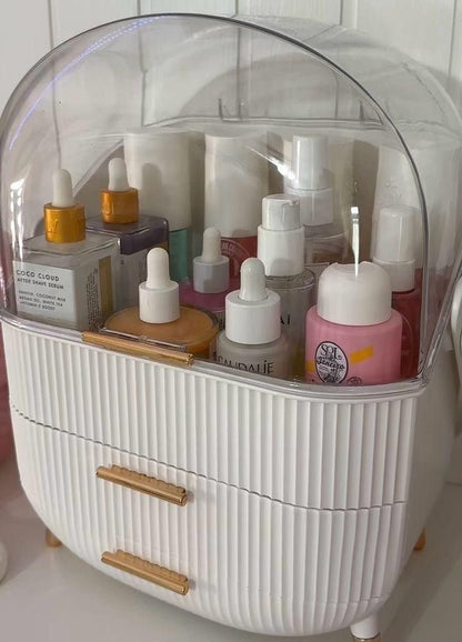 Luxury Portable Cosmetic Organizer Box with Lid & Drawers